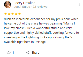 Reviews, Lightning Kicks Martial Arts Kalamazoo